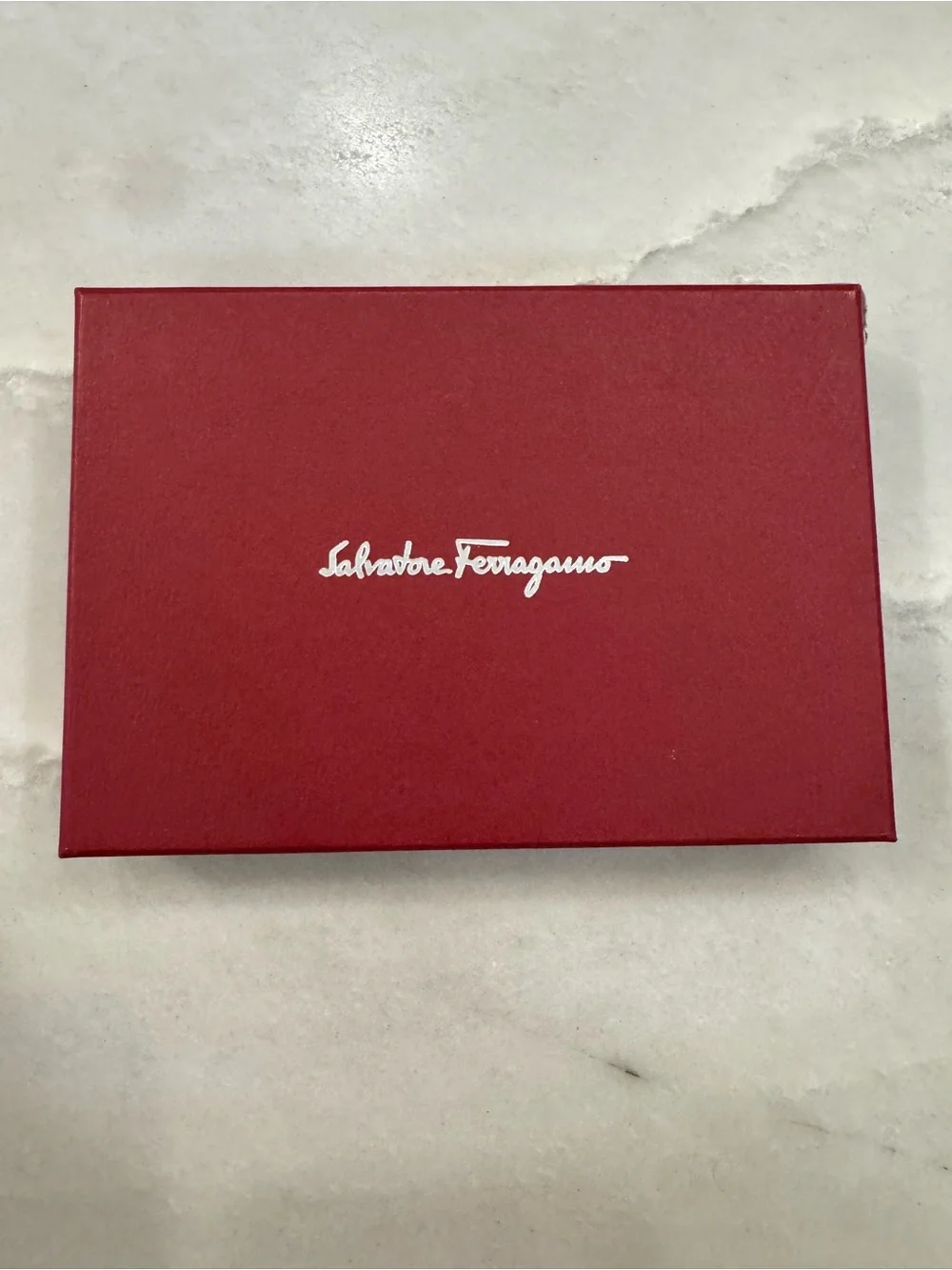 Salvatore Ferragamo Black and Red Leather Card Holder with Silver Gancio